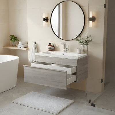 Arlie 30" Single Sink Wall Mounted Bathroom Vanity with Cultured Marble Top