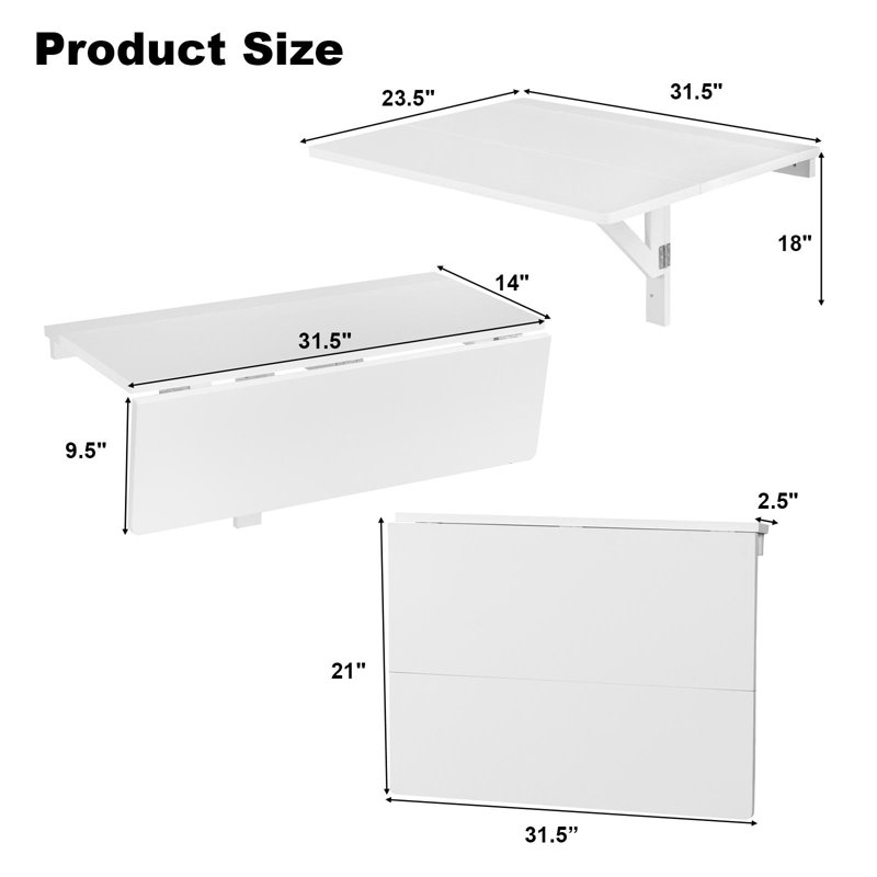 Alimzhan Solid Wood Base Floating Desk, White