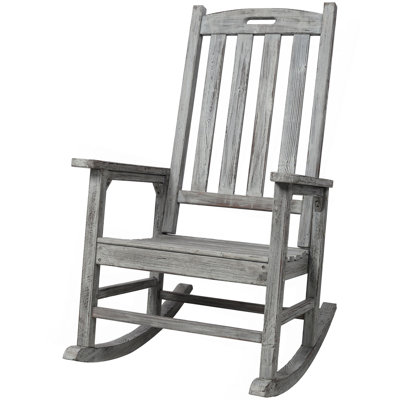 Chaise berçante de véranda surdimensionnée en bois avec siège large et dossier haut, chaises berçantes lisses à haut dossier pour l'extérieur et l'intérieur