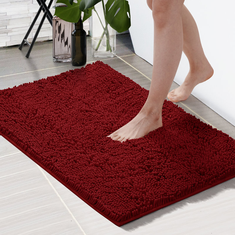 Porreca Non-Slip Bath Rug, 26" W x 44" L, Wine Red