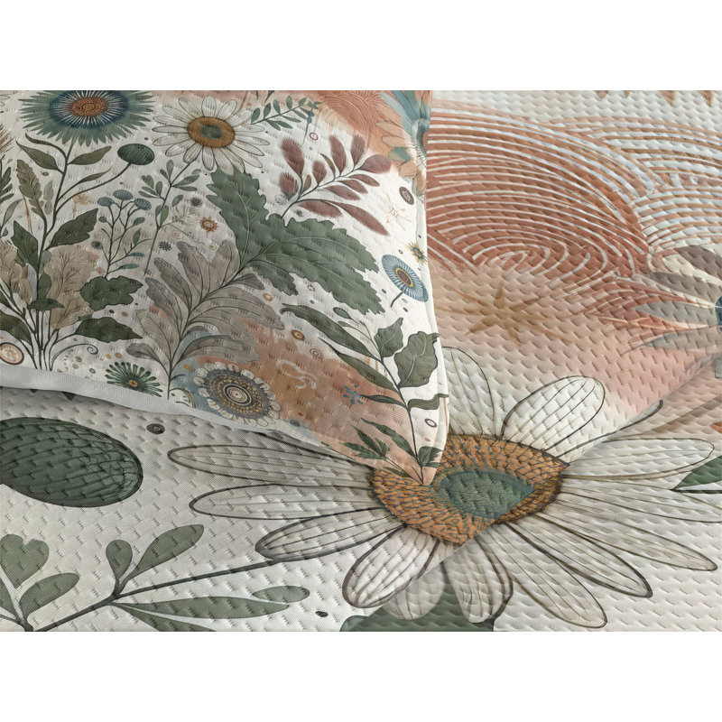 Polyester Floral Coverlet, King Coverlet + 2 Standard Shams