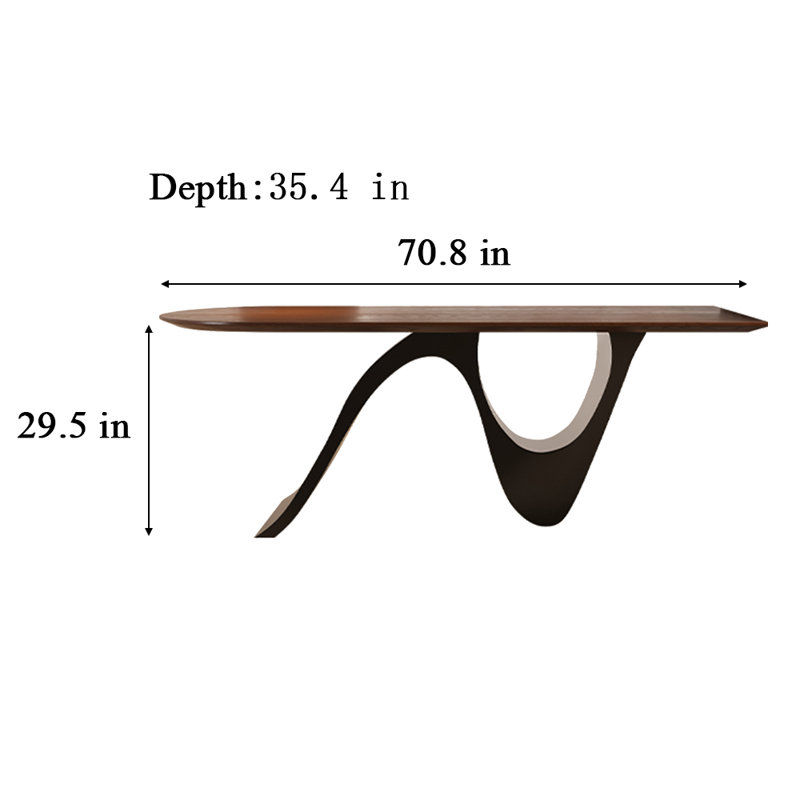 Jonta Ash Rectangular Solid Wood Top with Iron Base Dining Table, 29.5"H x 70.8"L x 35.4"W