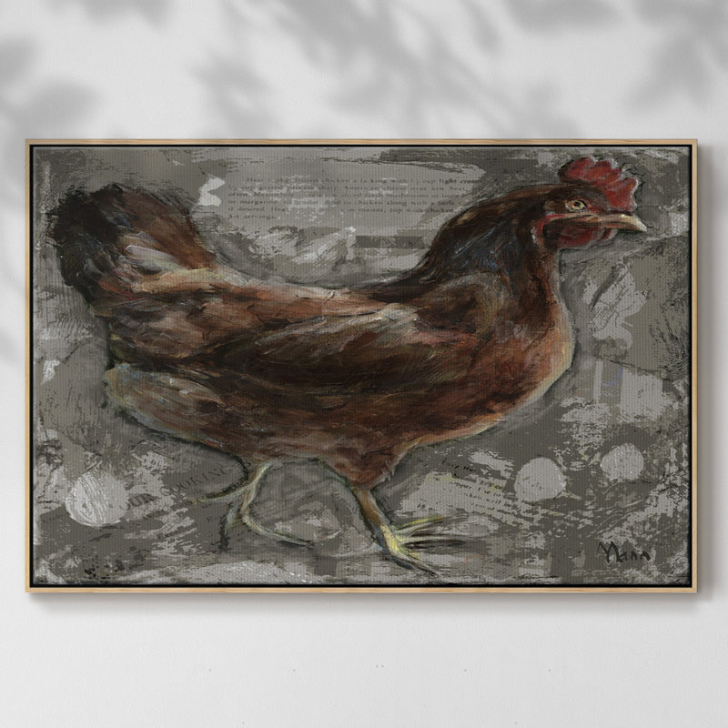 " Red Hen ", 25" H x 17" W x 2" D, Natural Wood