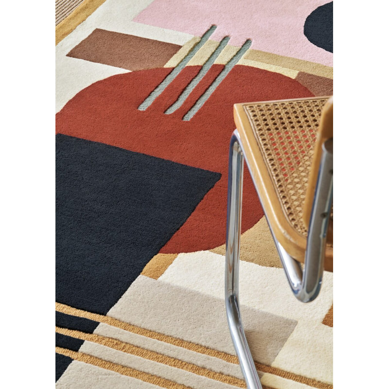 Artopia Hand Tufted Wool Abstract Area Rug in Navy/Brown/Red/Gray, Rectangle 6'7" x 9'10"