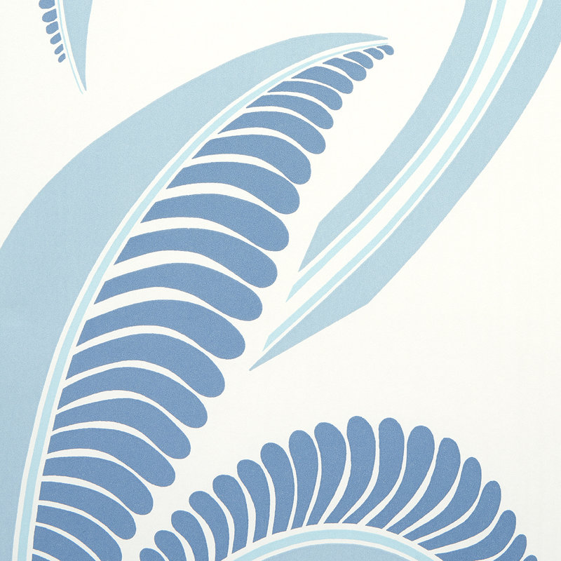 Schumacher x Neisha Crosland Banana Leaf Wallpaper, China Blue