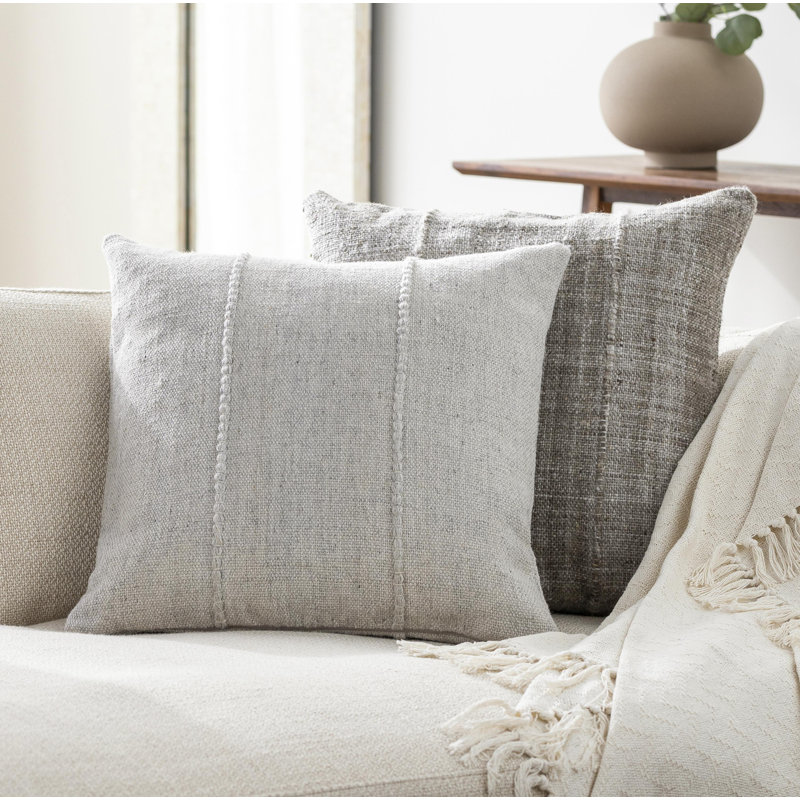 Zeppelin Recycled PET Yarn Reversible Throw Pillow, Polyester/Polyfill, 20"H x 20"W, Light Grey