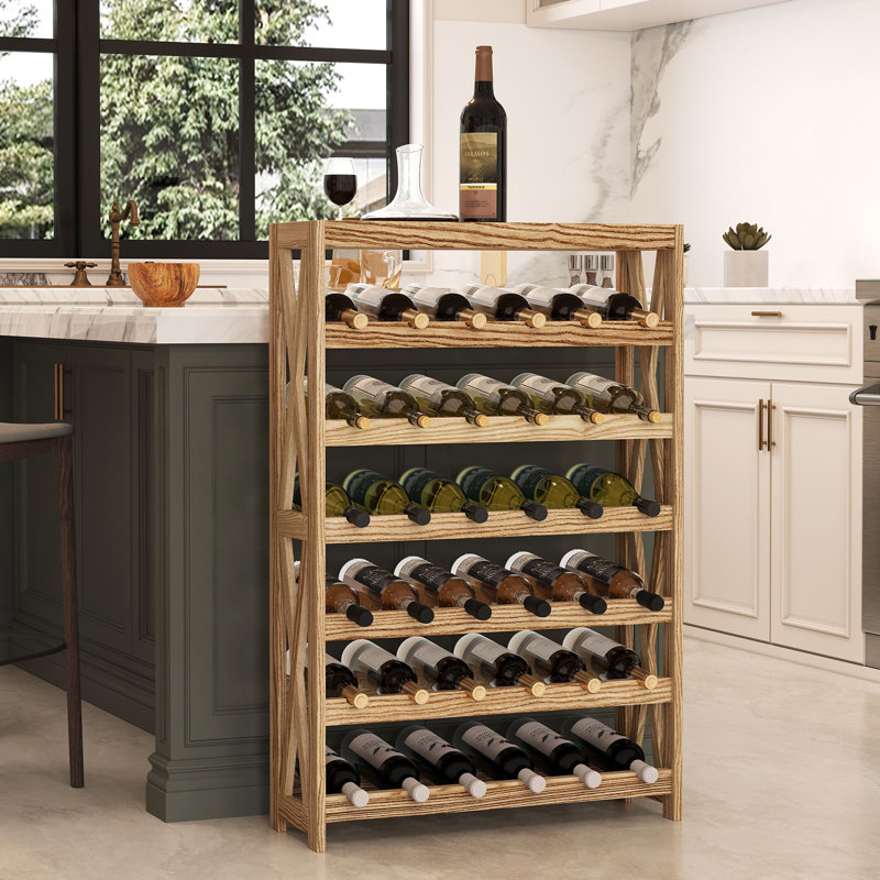 Support à vin en bois massif - 6 étages avec 36 bouteilles