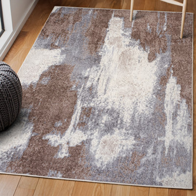 Izaki Contemporary Bohemian Abstract Marble Brown/Cream Rug