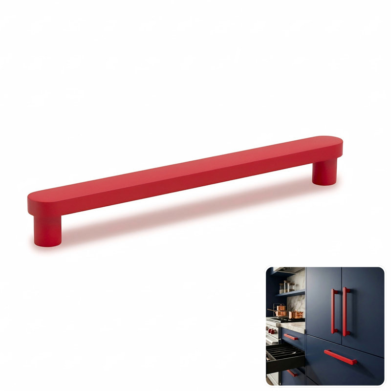 ROUS Hardware Mid-Century Modern Cabinet Handle 1-Count, 7'', Rose (Red)