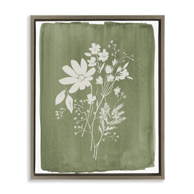 Fleurs sauvages sur un cadre flottant vert olive, design par Stephanie Ryan, Cadre flottant orme Montalcino