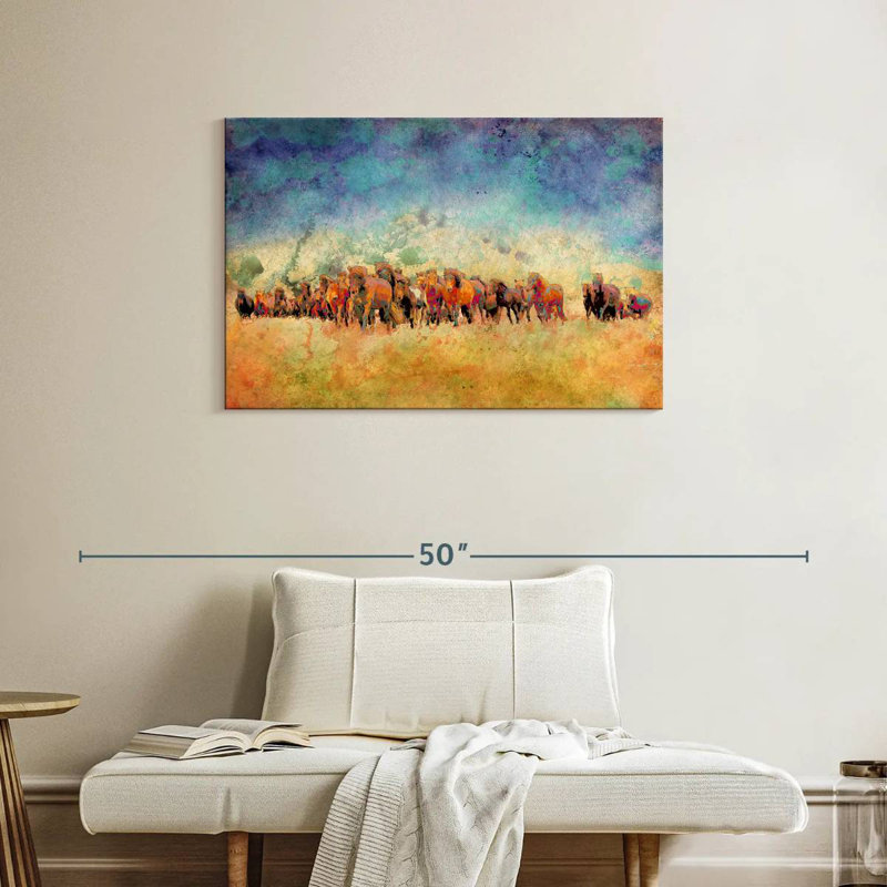 Troupeau de ronce de chevaux, H 24 po x l 36 po