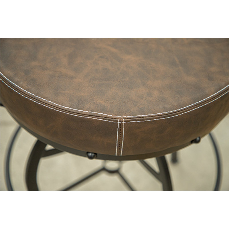 Zayn Swivel Adjustable Height Bar Stool, with Faux Leather seat, Iron base
