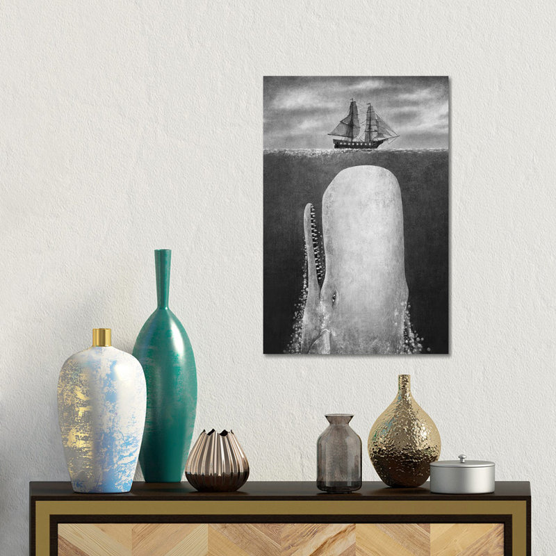 The Whale Grayscale by Terry Fan - Gallery-Wrapped Canvas Giclée on Canvas, 30.48 cm H x 45.72 cm W, No Frame
