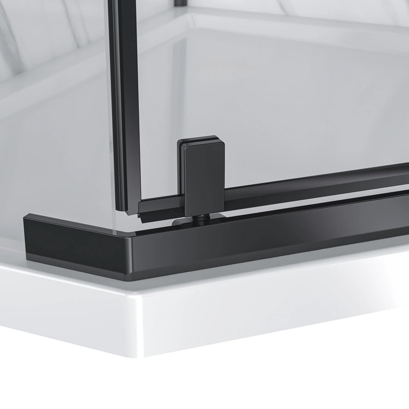 Ensemble de douche de coin néo-angle sans cadre de 36 po x l 36 po x P 78,5 po Dreamewks Capri, Noir