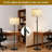 Adjustable Height Floor Lamp With Fabric Lampshade, Modern Standing Lamp For Living Room, Bedroom & Office, Pull Chain On/Off
