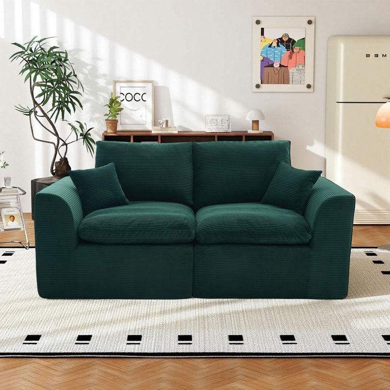 Canapé modulaire à compression modulaire en velours côtelé 80,3 po, Vert