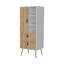 Commode haute 2 tiroirs blanche et macadamia