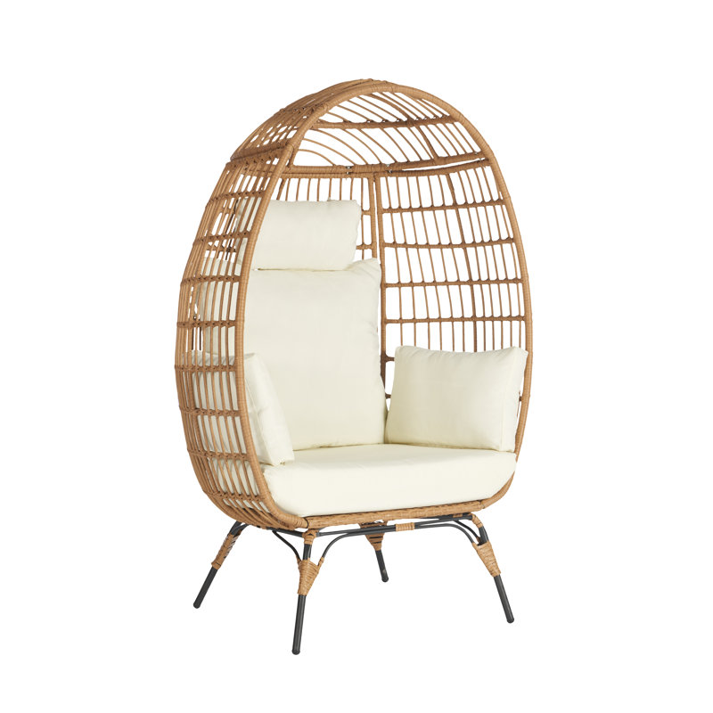 Chaise longue d'extérieur en osier, Brun, Beige