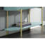 Coiffeuse Teal avec plateau en faux marbre blanc et espace de rangement caché dans un cadre en métal pour la vie principale