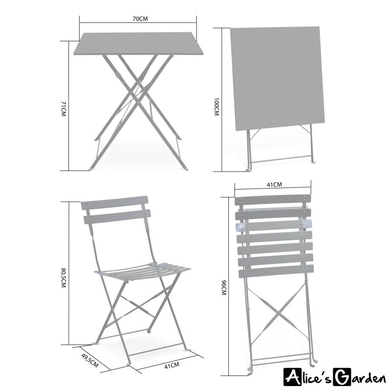 Westcliff Folding Thermo- Lacquered Steel Bistro Table, Black