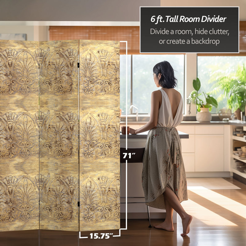 47.25'' 3 - Panel Folding Room Divider, Baroque Flourish