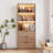 78.7" Walnut Bookcse With 3 Drawers, Display Cabinet With Led Lights
