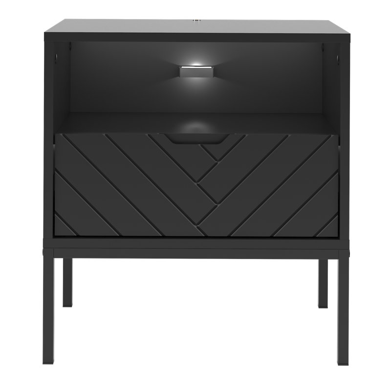 Ahola 134.62cm W Metal Bedside Table, Black, Black