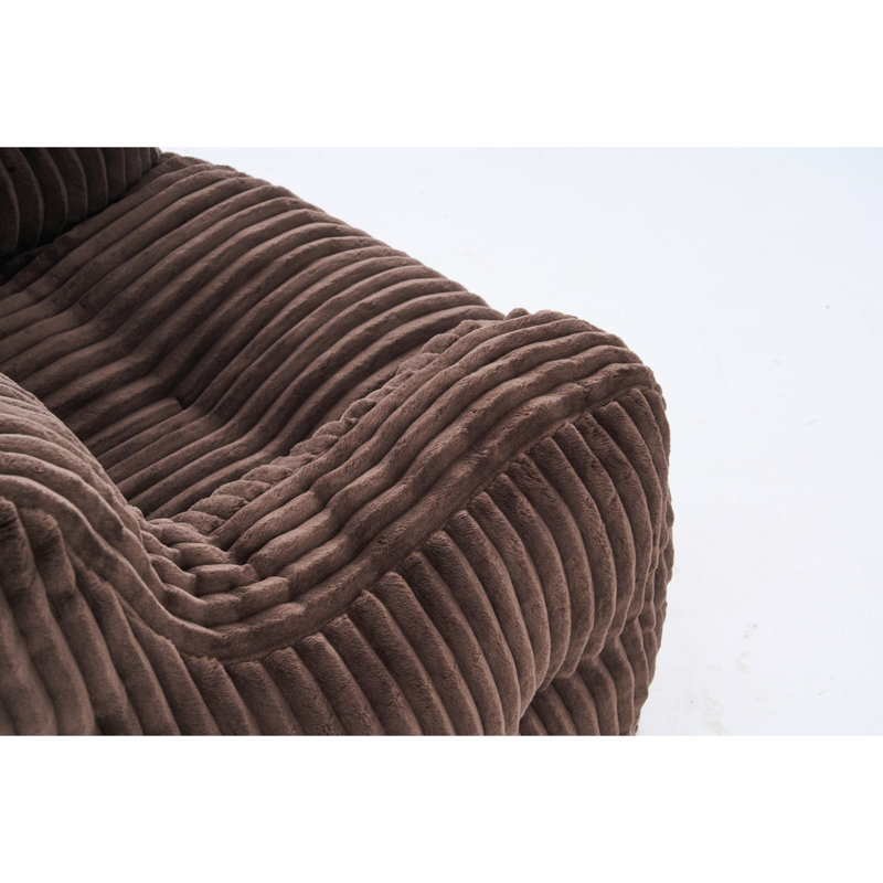 010-Soft Fluffy Corduroy Fabric Bean Bag Chair Filled With Memory Sponge, Brown