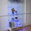 Vitrine moderne en verre trempé à 2 portes avec 13 lumières à DEL de couleur, grands tiroirs et 4 tablettes pour la chambre à coucher, le salon, le petit espace de rangement blanc naturel, la salle à manger,-1152434839