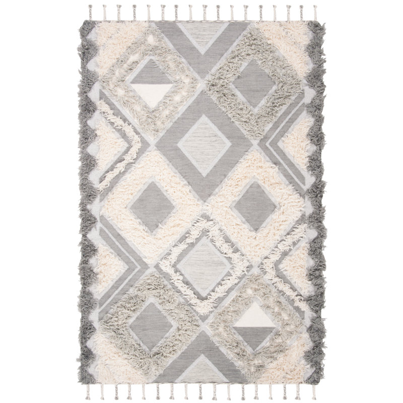 Jefferies Geometric Wool Hand Woven Area Rug, Rectangle 183 x 274 cm