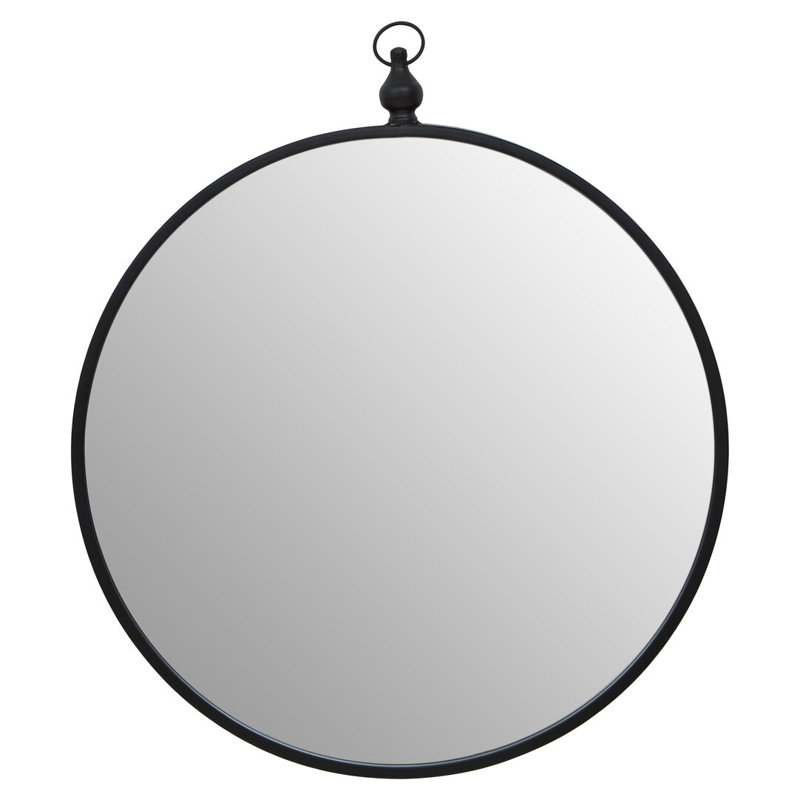 Alfons Metal Round Mirror, 64 x 55 cm, Black