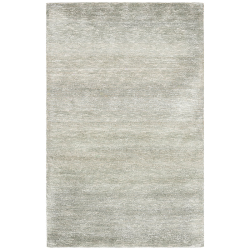 Akshada Hand Tufted Viscose/Wool Rug in Green, Rectangle 6' x 9'