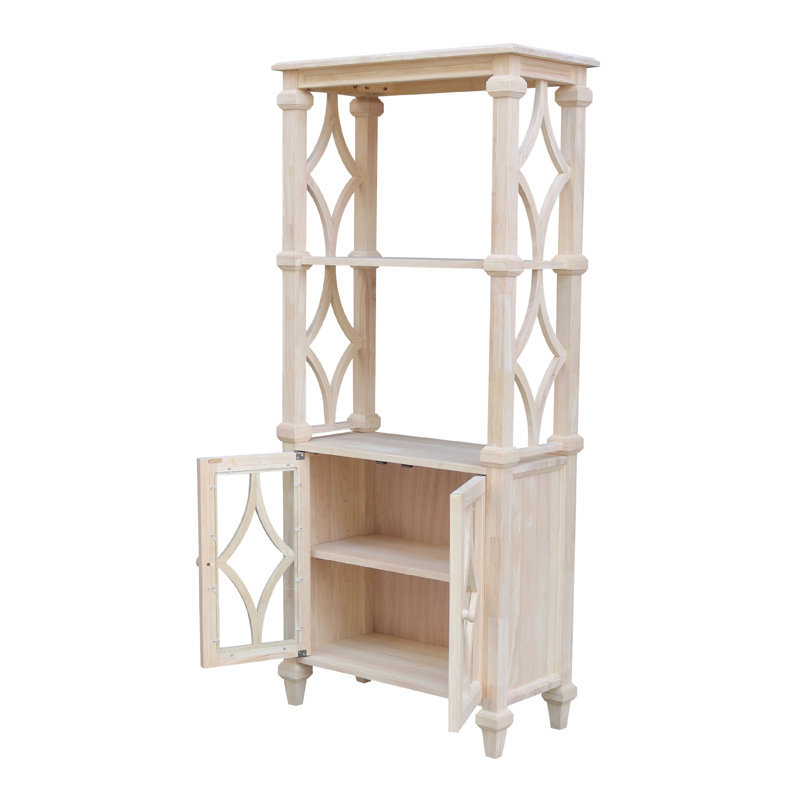 Josephine Solid Wood Unfinished Brown Bookcase with Doors