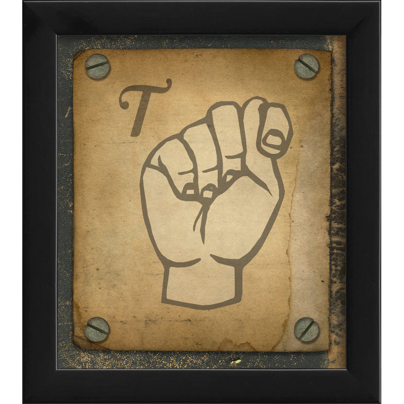 Sign Language Letter T Black Framed Print