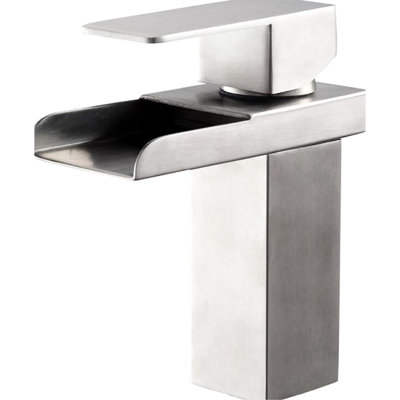 Single Hole Tap - Brushed Nickel, Bathroom- Design Modern Bathroom Faucet Easy Water Control