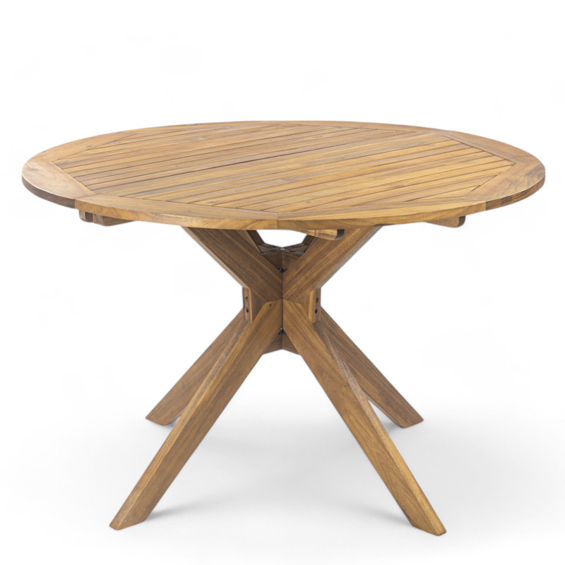 Renaud 47.25" W Solid Acacia Wood Round Outdoor Dining Table, Teak