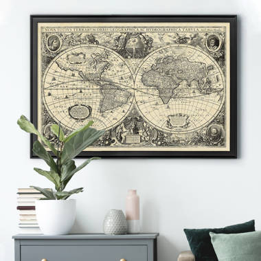 " Vintage World Map " Print on Canvas