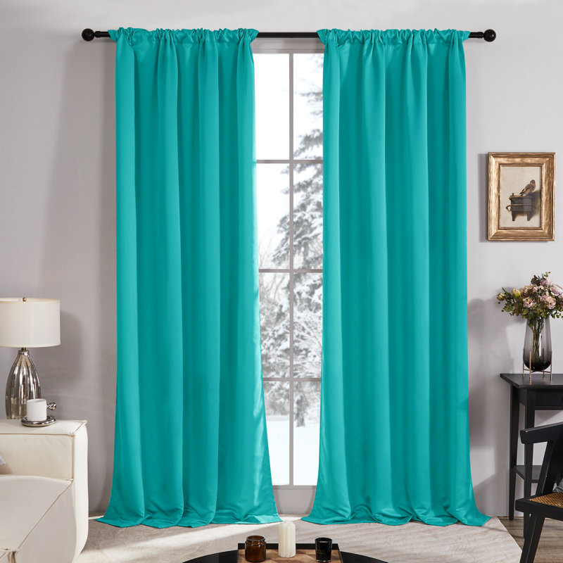 Wingard Blackout Curtain Pair, 52" W x 63" L, Teal Blue