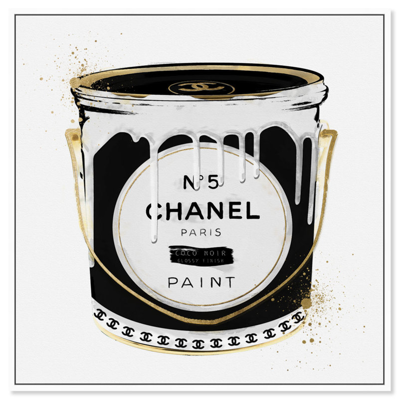 « Fashion Paint Noir » - impression sur toile, H 16 po x l 16 po, Cadre blanc