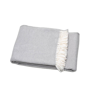 Jeté à franges gris clair Mini Dot