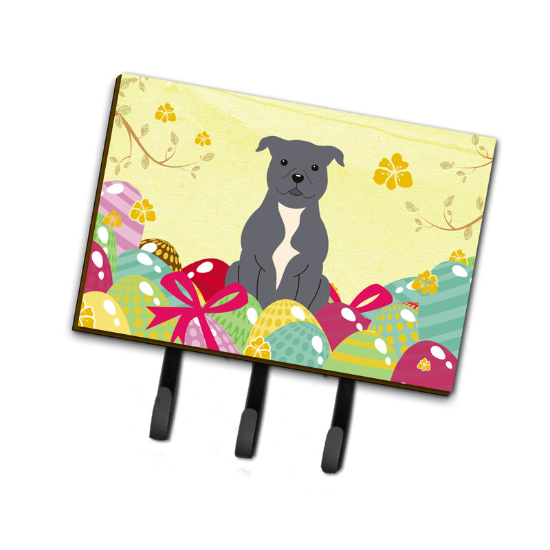 Porte-clés ou garde-graines pour pâques œufs staffordshire bull terrier, Bleu