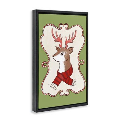 Festive Winter Deer in Scarf Floating Frame, design by Hannah Moren