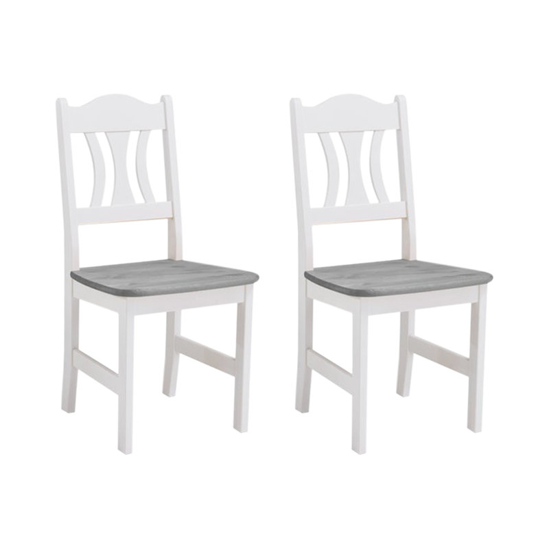 Kristel 43 cm H Solid Wood Slat Back Side Chair, White/Grey