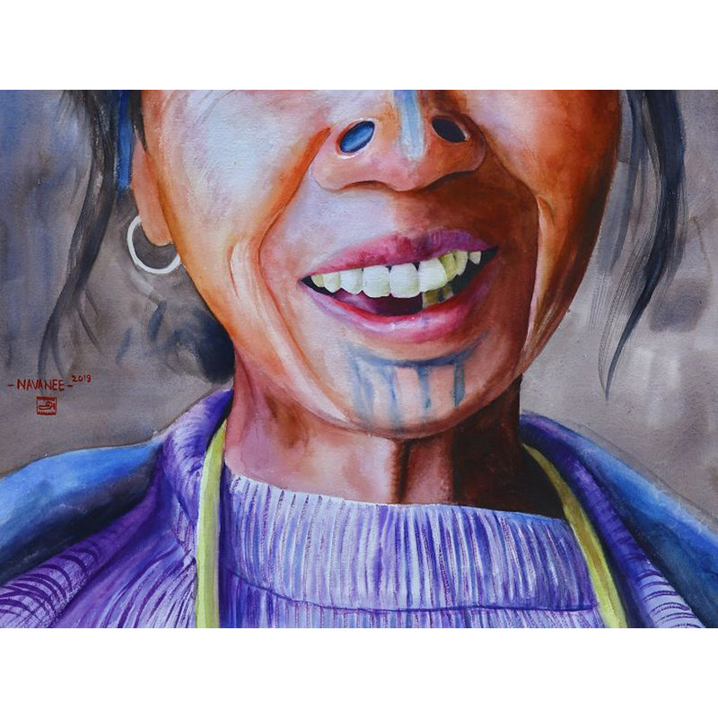 Véritable sourire sur le visage | Aquarelle sur papier | Par Navneeth