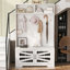 Arbre d'entrée 43,3 "avec banc, portemanteau et rangement, 7 crochets, tablettes réglables, armoire à chaussures pour le vestibule et le salon-1621925560