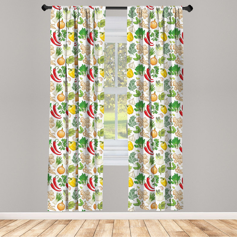 Vegetable Semi-Sheer Rod Pocket Curtain Panels, 28" x 63"