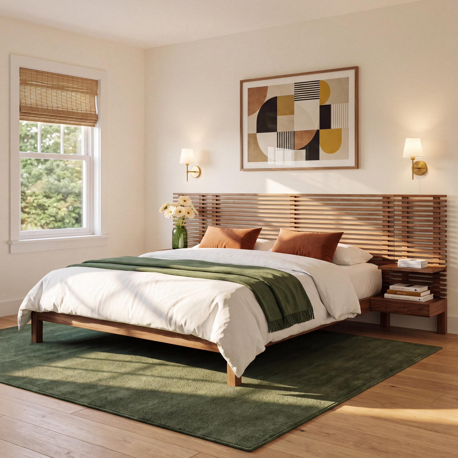 Finnian Solid Wood Panel Storage Bed, King, Walnut