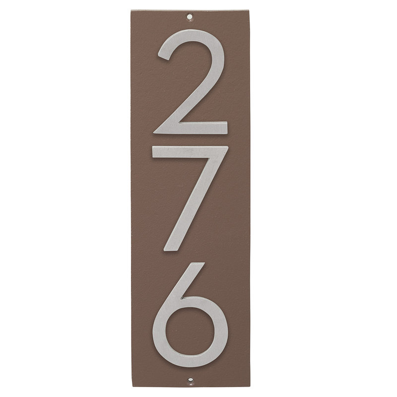 Plaque d’adresse murale flottante linéaire, Sable, Aluminium brossé, Oui