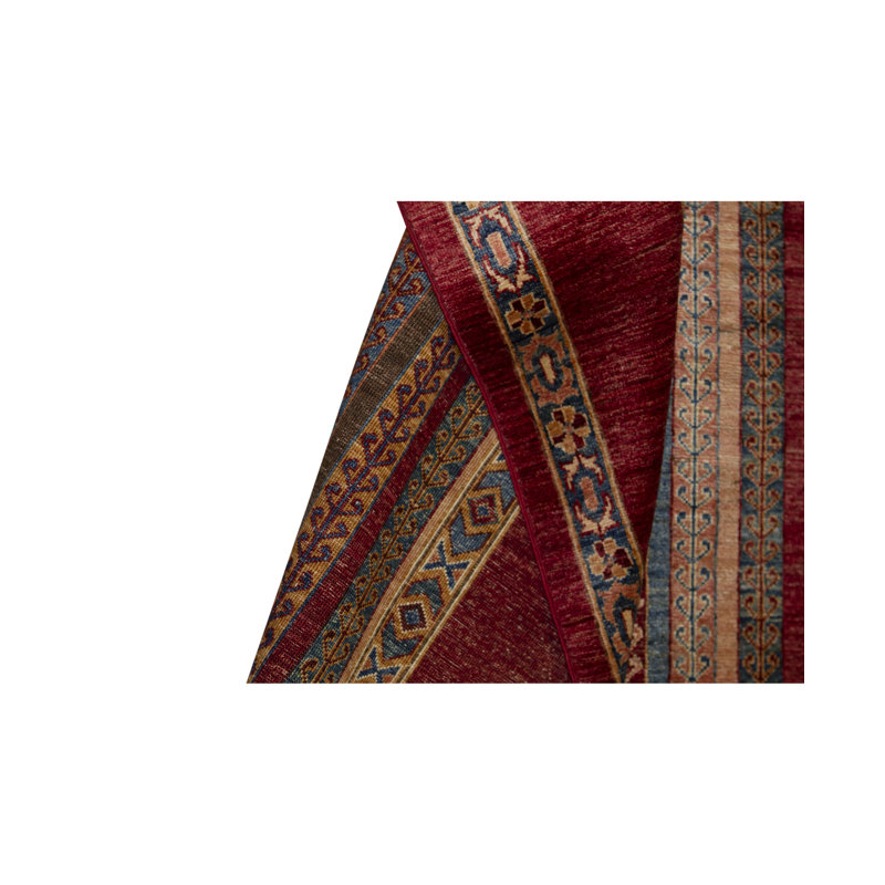 Aryana Wool Striped Area Rug in Red