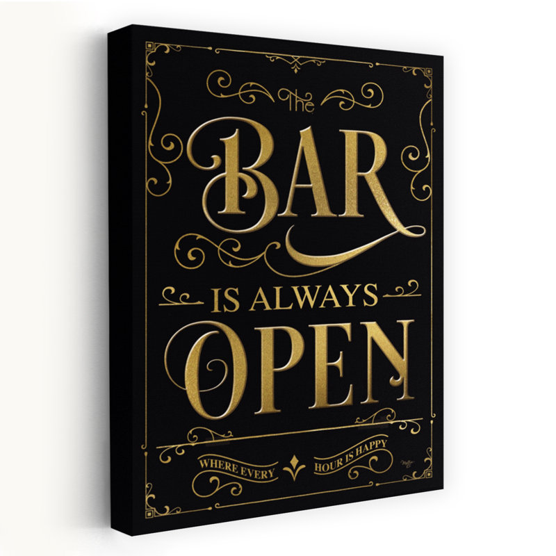 The Bar Is Open Elegant Retro Vintage Art, H 24 po x l 16 po